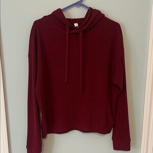 Burgundy Ribbed Women's Hoodie